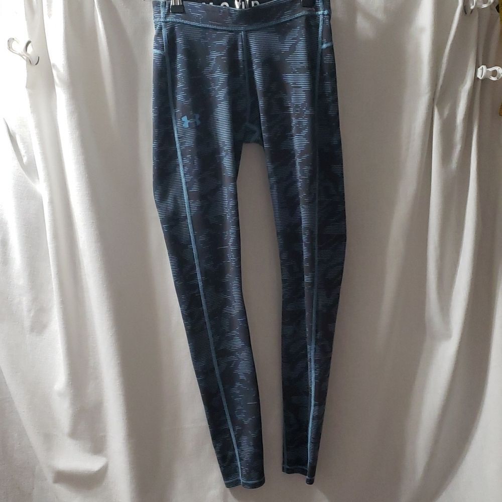 Under Armour. Blue & Black Patterned Leggings. Si… - image 1